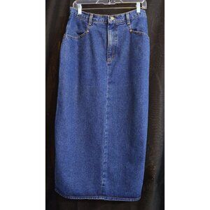 Vintage Jean SKIRT Blue Medium Wash Denim Size 12 Made USA Long